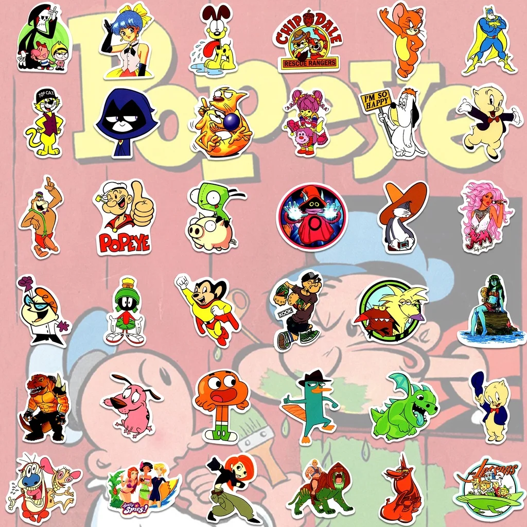 100/50PCS 90's Classic Cartoon Animation Waterproof Graffiti Stickers For Helmet Bicycle Hand Account Pencil Case Decals view 6