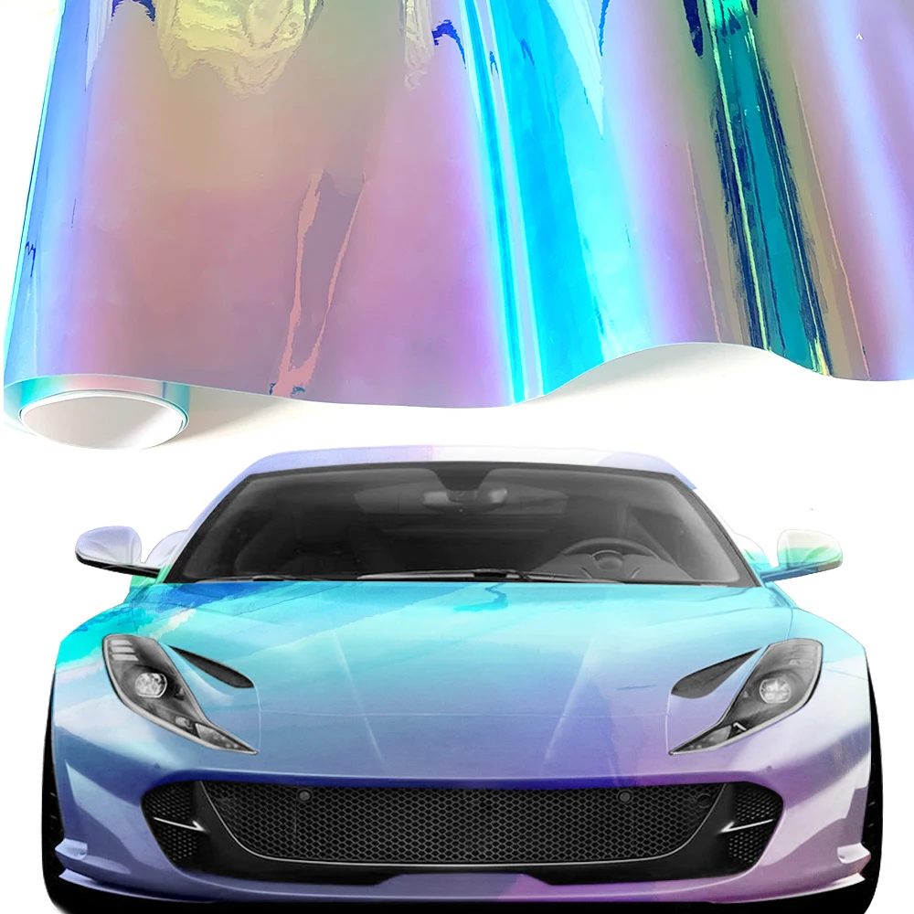 Laser Chrome Plating Vinyl Holographic Auto Car Body Decoration Chrome Sticker Car Wrap Film Rainbow Sheet Decal DIY Car Styling