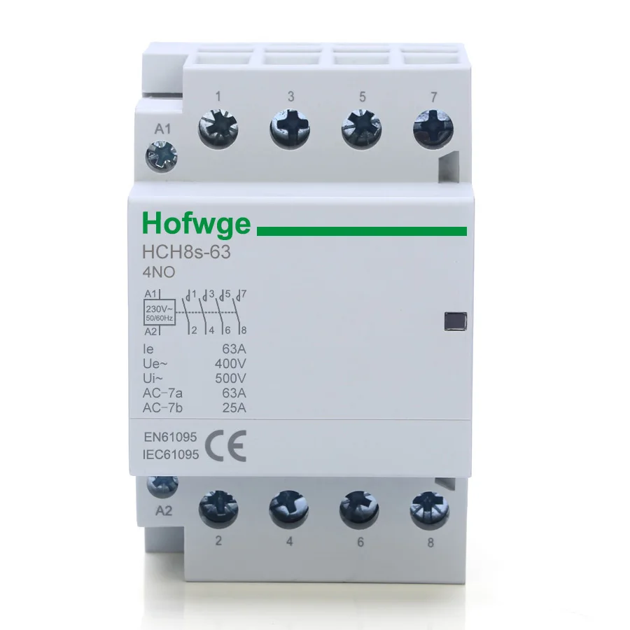 HCH8s-63 40A 100A Modular Contactor 4P 63A 4NO 4NC 2NO2NC 220V 110V 24V Automatic Household Contactor Din Rail Type iCT 50/60Hz