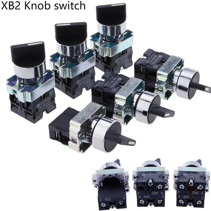 XB2-BD25 XB2-BD53 1NO/1NC 2NO 2/3 Position Momentary Self-reset Latching Self-locking Selector Rotary Switch Push Button Switch