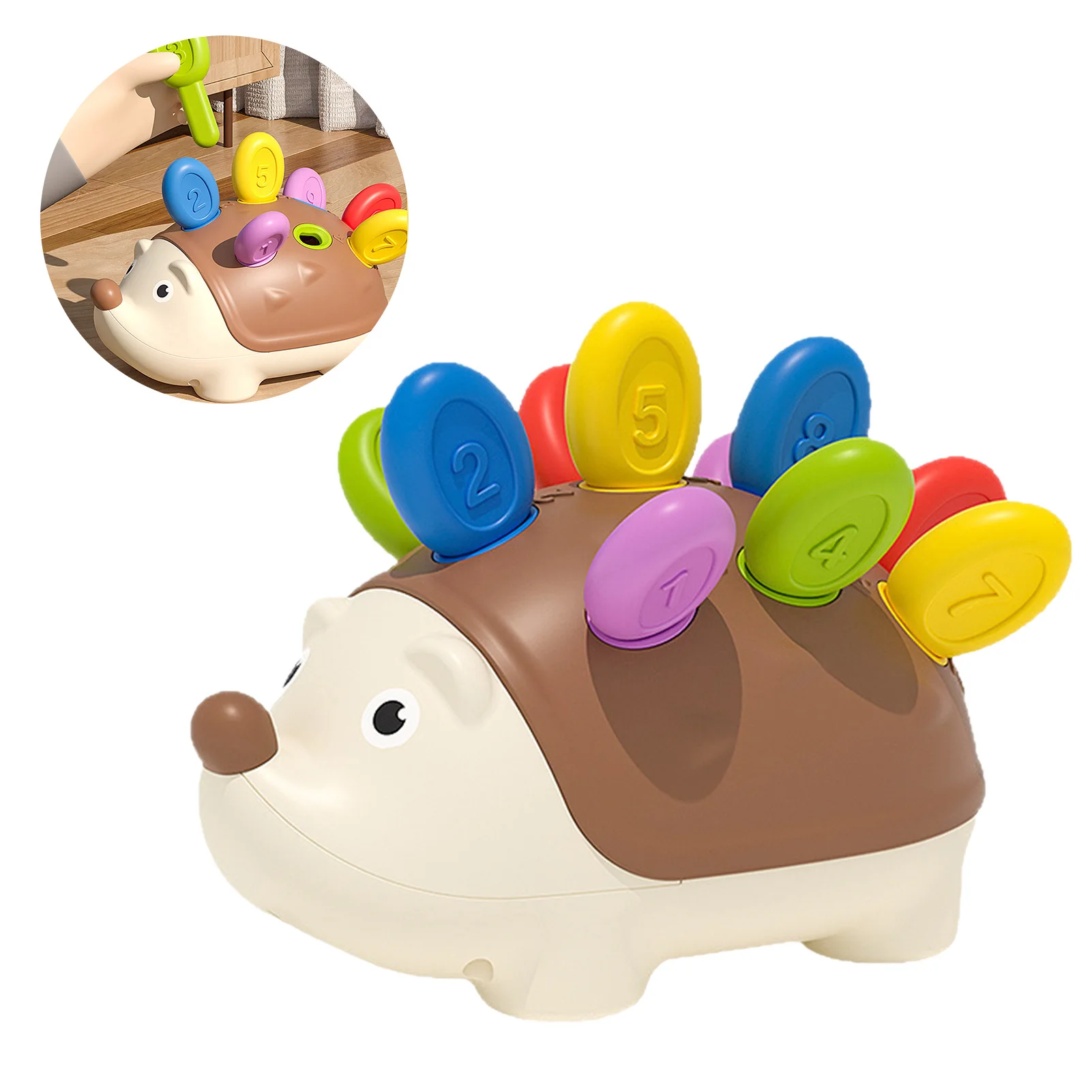 

Educational Hedgehog Puzzle Toy for Toddlers Hand Eye Coordination Training with 10 Colorful Quills Learning Toys for Boys Girls