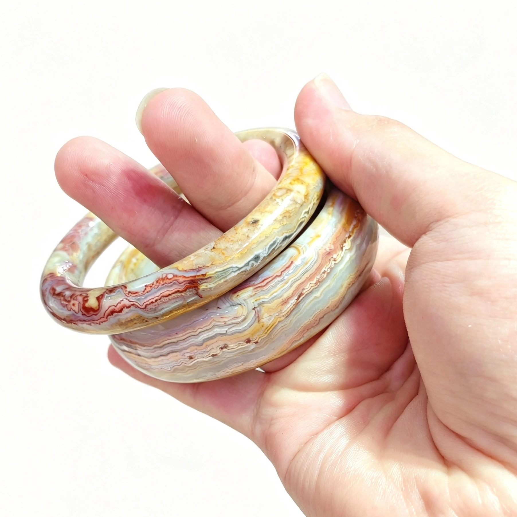 natural-mexican-crazy-lace-agate-bangle-bracelet-wavy-pattern-agate-gemstone-bangle-smooth-polished-jewelry-gift