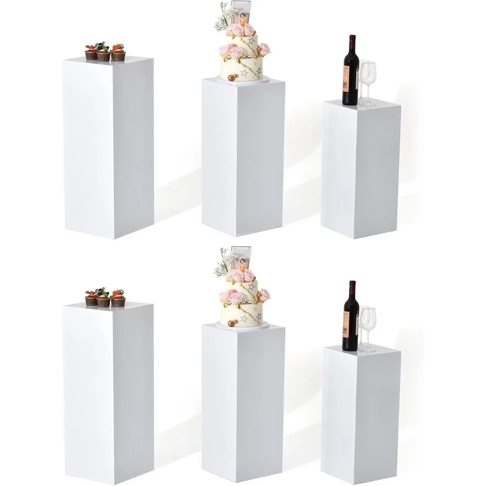 6PCsMetal Display Pedestal Stand for Birthday Party,White Pedestal Stands Pillars for Wedding Dessert Table Display Stand Column