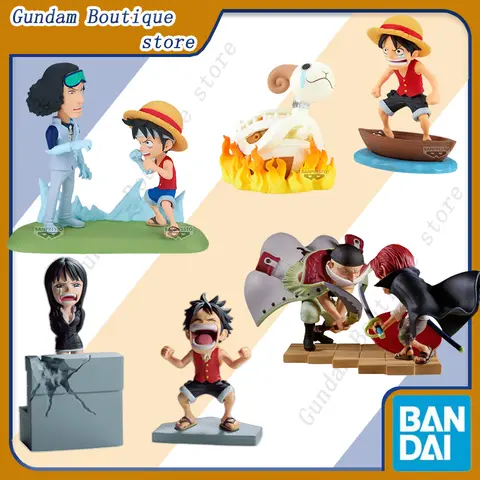 Bandai Genuine BANPRESTO WCF ONE PIECE Log Stories Monkey D Luffy Kuzan Merry Robin Shanks Anime Action Figure Model Toys Gift