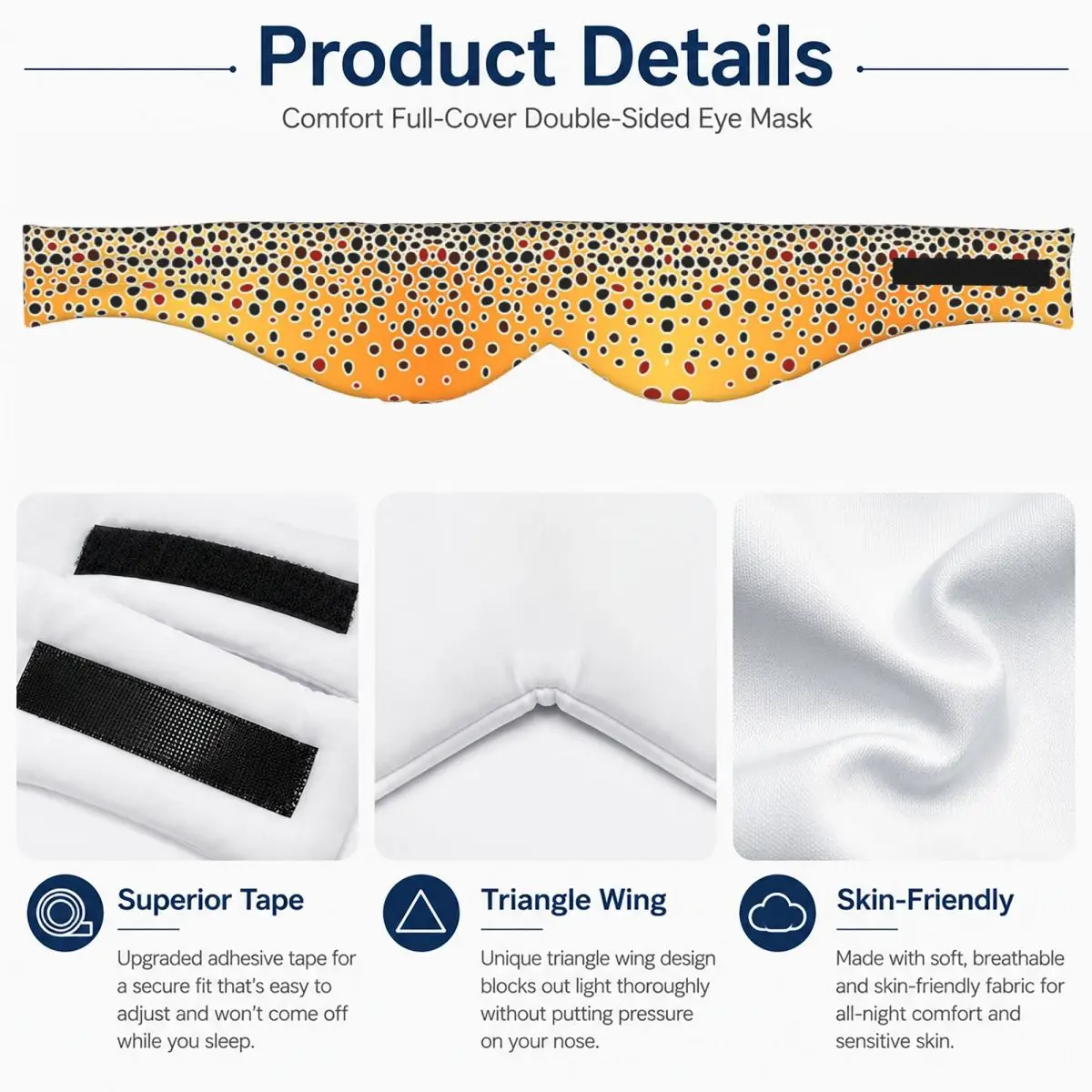 Brown Trout Skin sleep mask Light Blocking Portable Eye Cover for Girls Boys Travel Party Gift Eyeshade eyepatch view 4