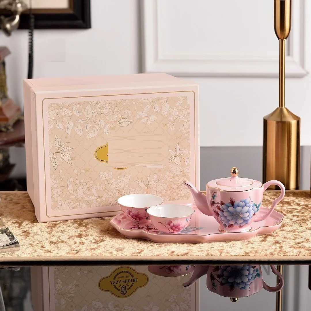 

European Style Birds Singing and Flowers Fragrant Plate Rice Bowl Fish Plate Deep Disk Exquisite Tea Set for Home Use