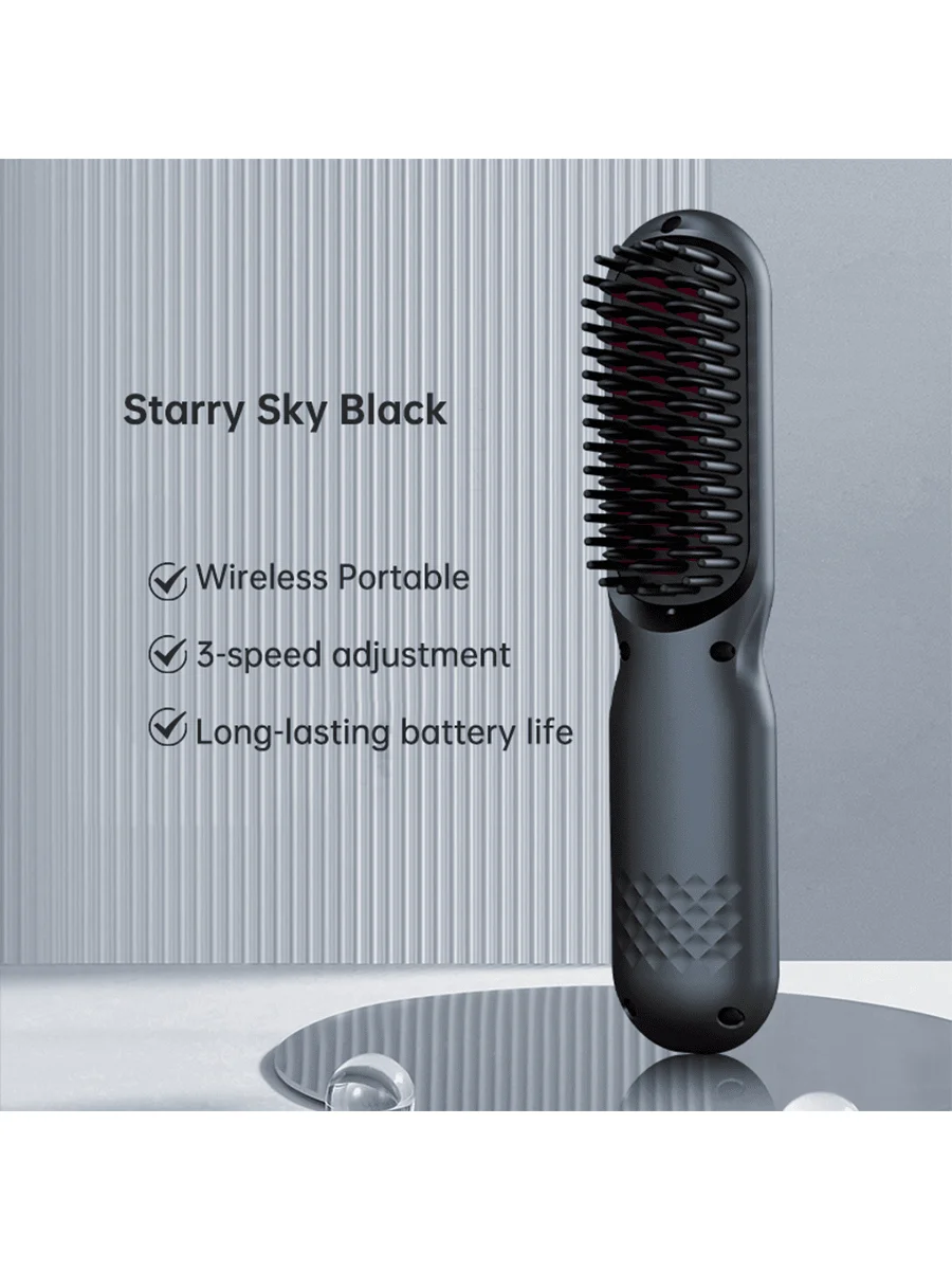 

Ionic Hair Straightener Brush With Negative Ions, 30-Second Quick Heat, USB Rechargeable, Cordless, Suitable For Dry Hair