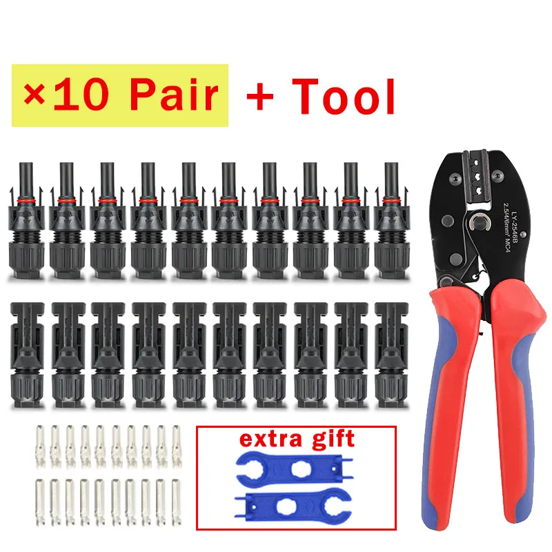 10/20/40/100/200/400-teiliges Solar-PV-Steckverbinder-Set – 1000 V, 30 A, MC4-kompatibel für 2,5/4/6 mm² Kabel, wasserdichter Stecker für Solarmodule