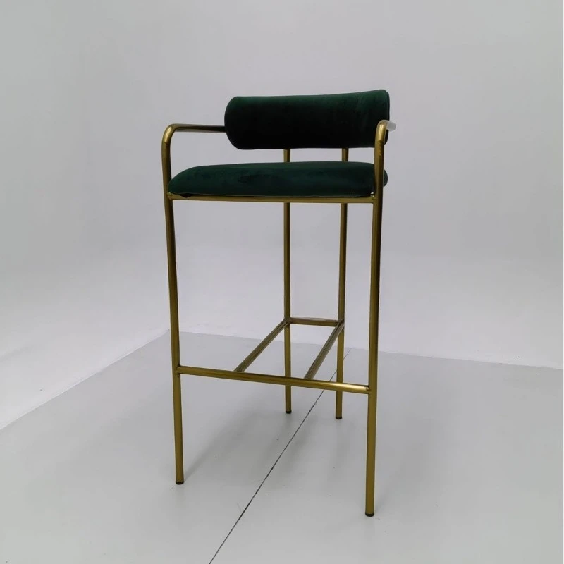 Modern Bar Chairs Light Luxury Stainless Steel Bar Backrest High Stool Household