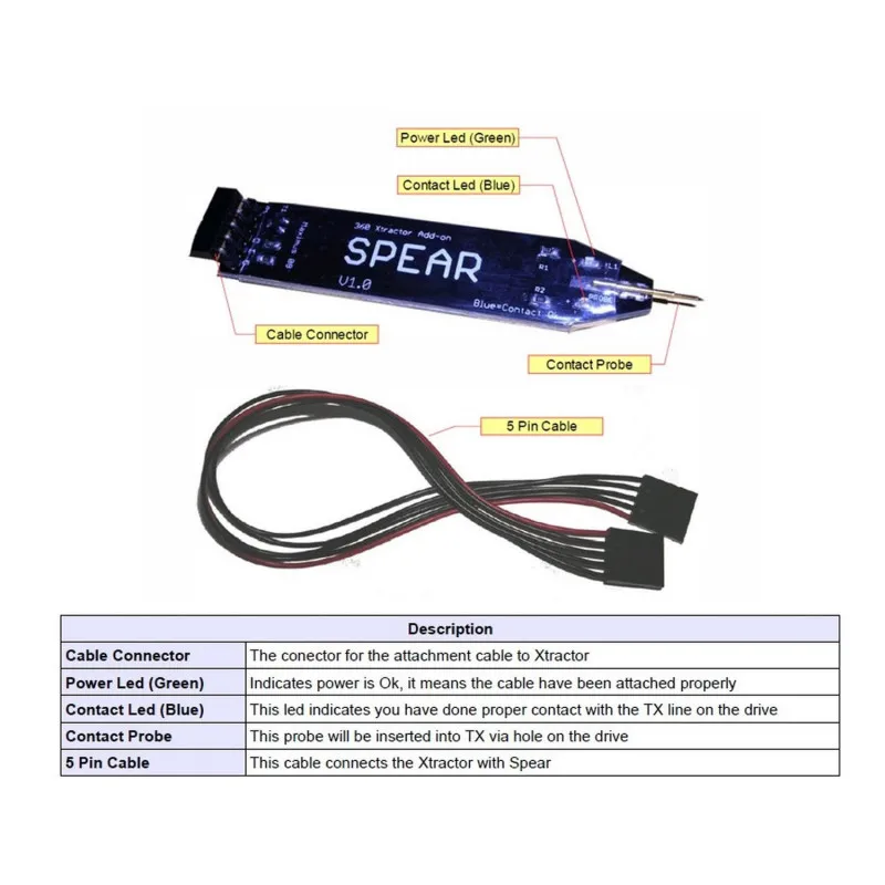 360 Xtractor Spear Adapter (lite On Key Xtraction Without Solder)