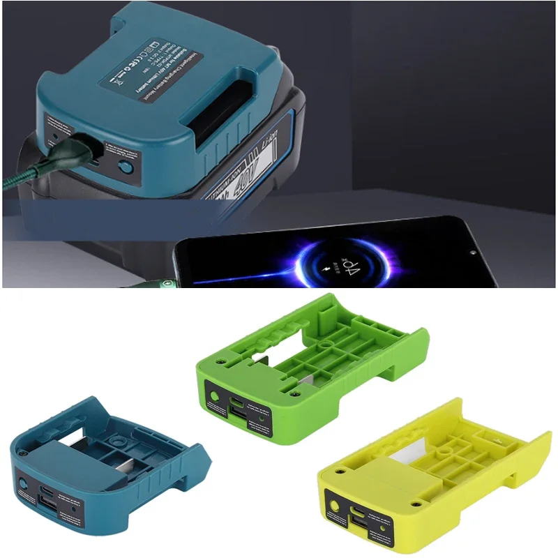 1pcs For Makita 40V With USB&Type-C Battery Holder For Makita For Ryobi For Greenworks 40V Battery Charger Adapter Fast Charging