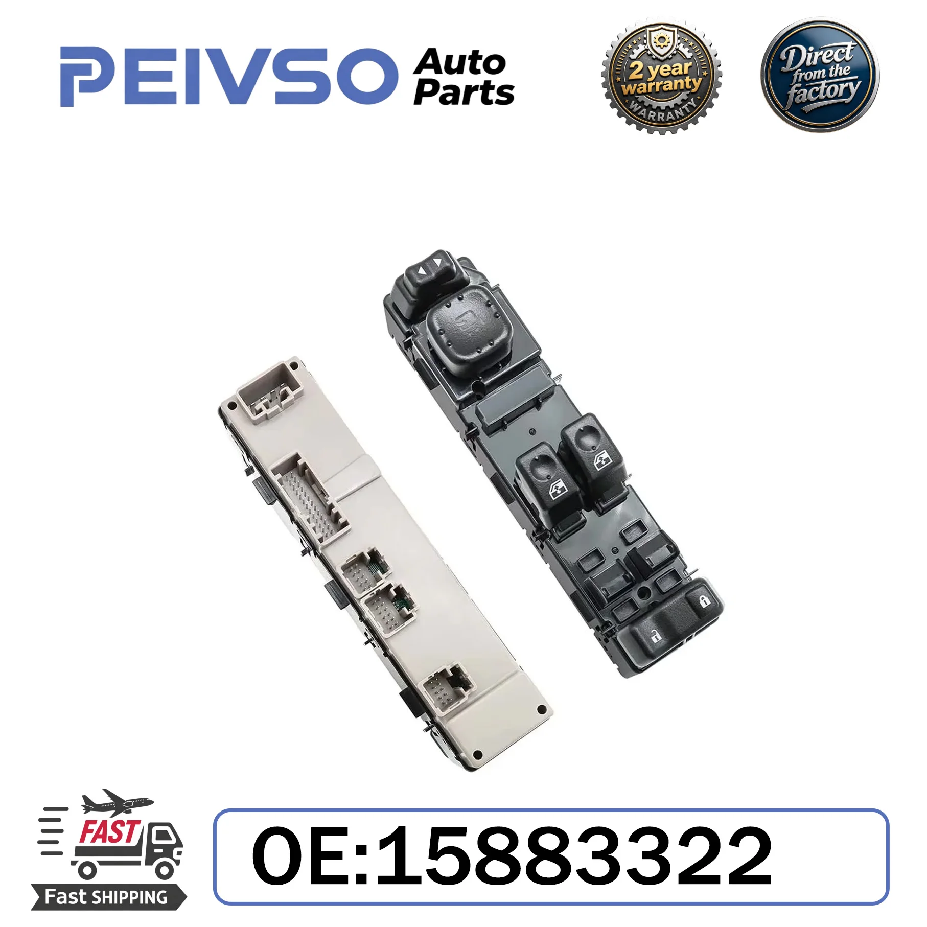 PEIVSO 15883322 LHD Front Left Master Power Window Switch for Chevrolet Silverado 1500 2500 3500 GMC Sierra 2003-2007