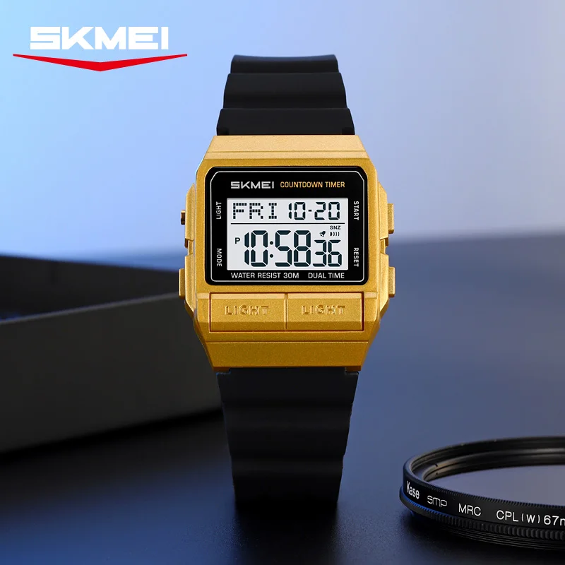 SKMEI 2475 Sports Waterproof Silicone Steel Digital Electronics Watch For Men Women Fashion Count Down Wristwatch Reloj Hombre