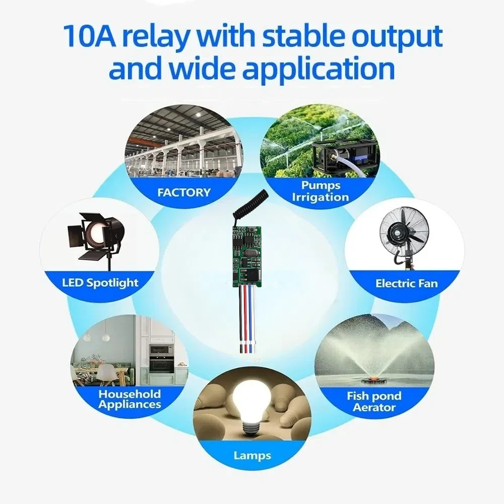 433Mhz 1CH RF Relay Receiver DC 3.6V-12V Wireless Remote Control Micro Receiver Mini Module Controller Switch Power Transmitter