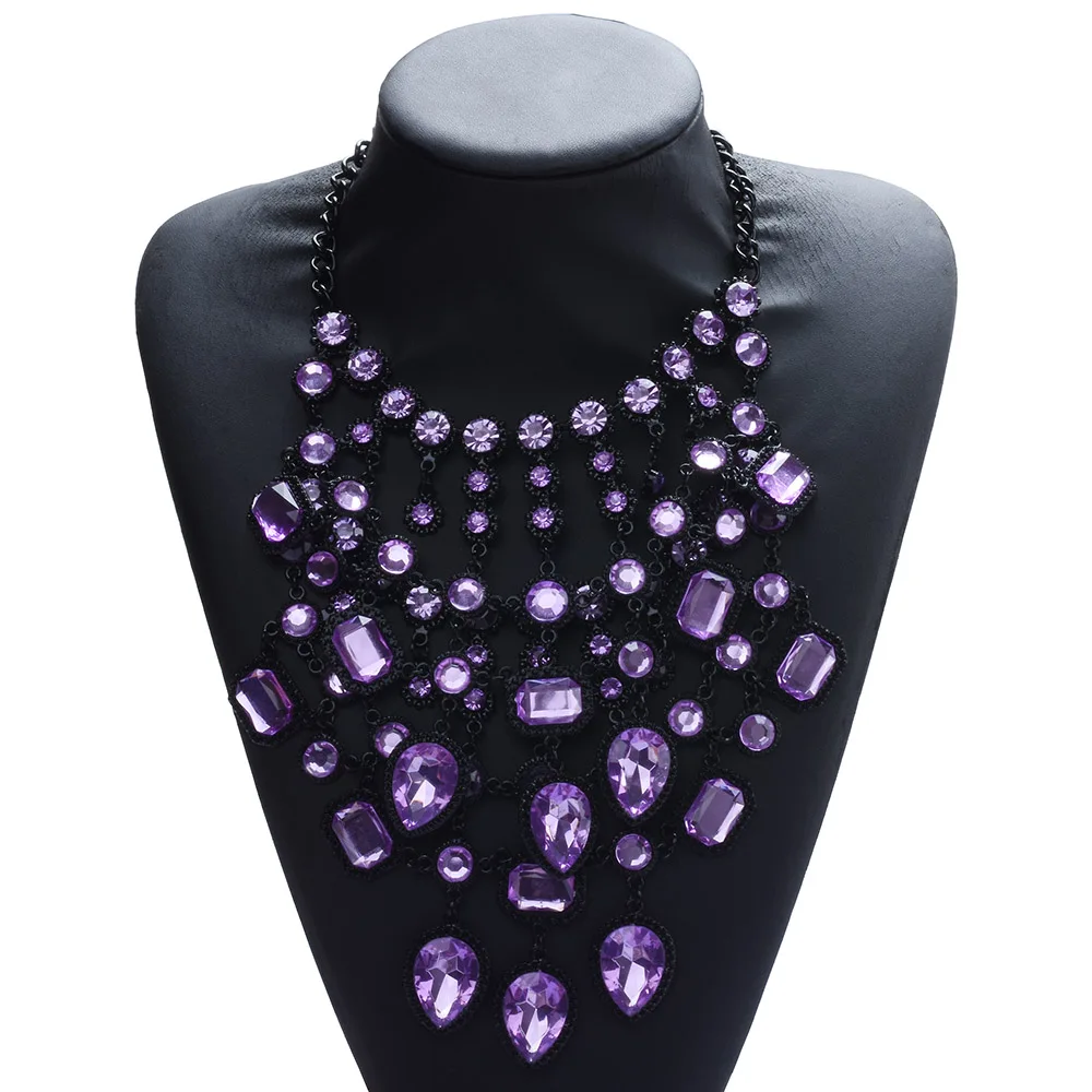 2024 New Multilayer Indian Statement Large Collar Crystal Necklace Women Boho Ethnic Maxi Big Bib Choker Necklace Jewelry