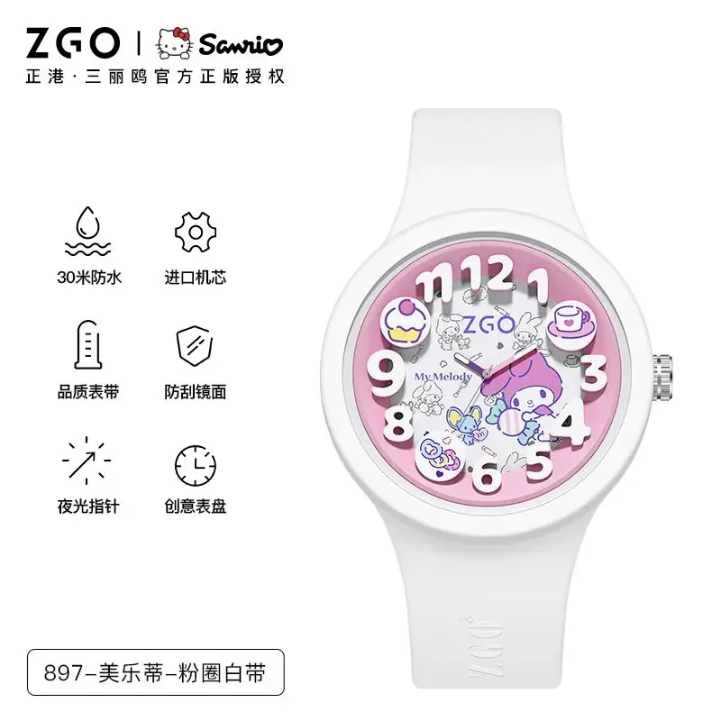 ZGO Sanrio Melody Joint Relógio feminino esportivo à prova d'água relógios de quartzo infantis