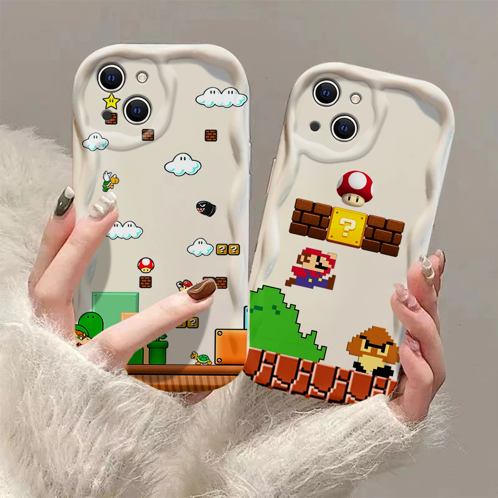 Cartoon Games 3D Wave Case For iPhone 15 14 13 12 11 Pro Max Mini X XR XSMAX 8 7 6S Plus For Marios Soft Silicone Cover