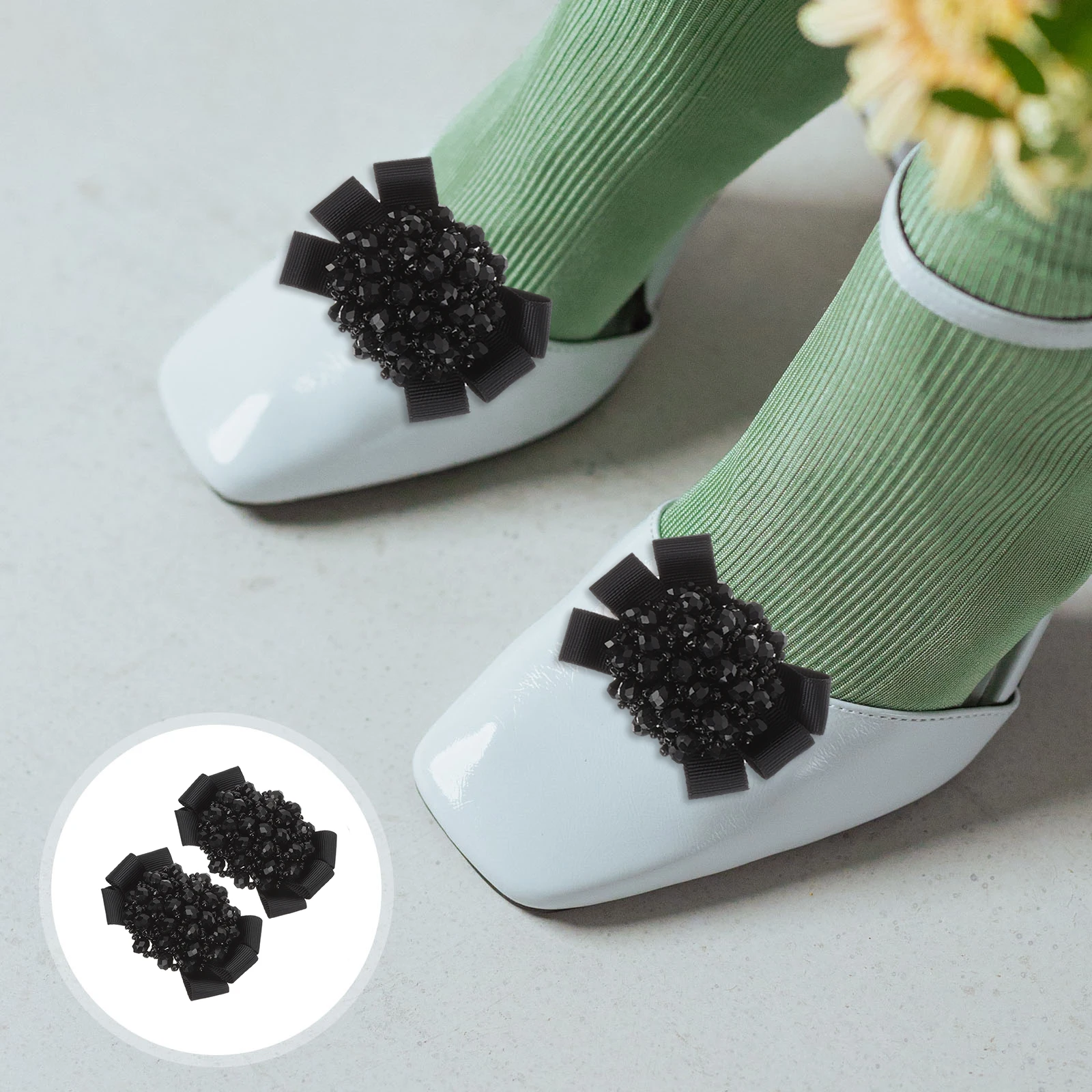 

Bow Decoration Clips Wedding Embellishments Shoelace Rhinestone Ribbon Bow Shoe Clips Materials Safe Durable