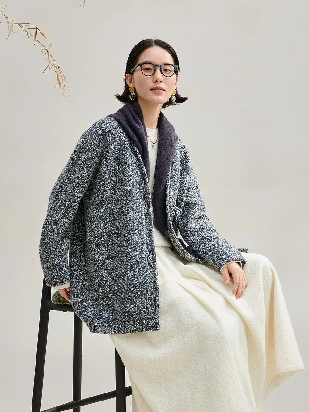 

Вязаный вручную шерстяной свитер V-Ne Long Sve, кардиган, зимняя верхняя одежда, простое женское вязаное пальто свободного покроя