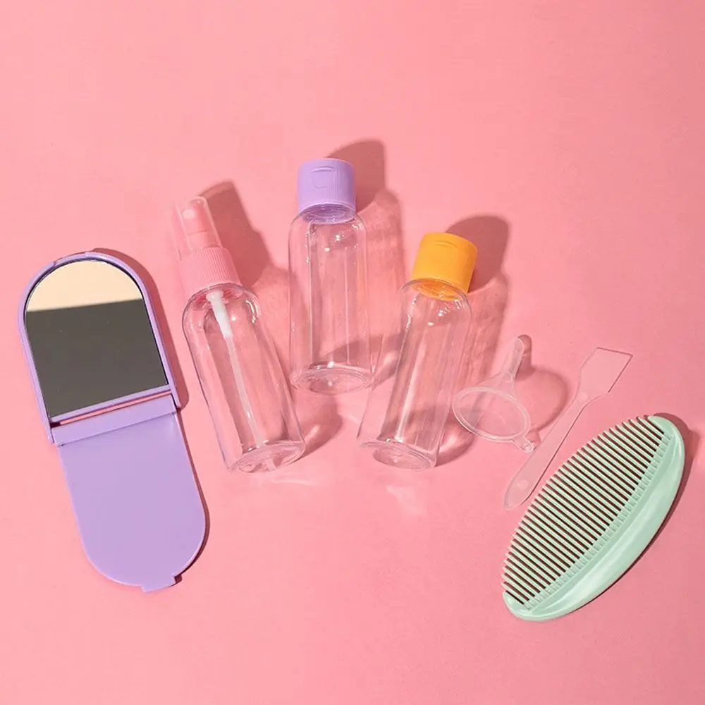 Empty Container Travel Split Bottle Set Lotion Toner Container Makeup Mirror Comb Set Empty Spray Bottle Perfume Bottle 7pcs/set