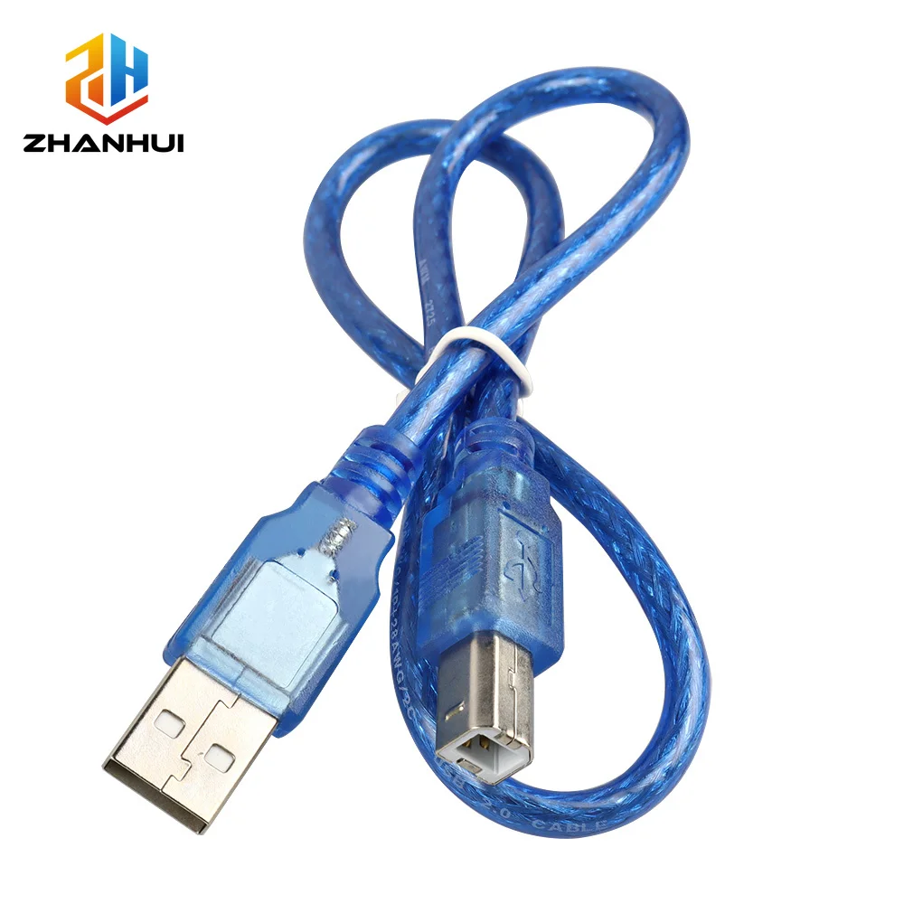 USB 2.0 Printer Cable 30cm - Type A Male to B Male Cord, High-Speed Data Transfer with Shielding for Printer, Scanner, Blue