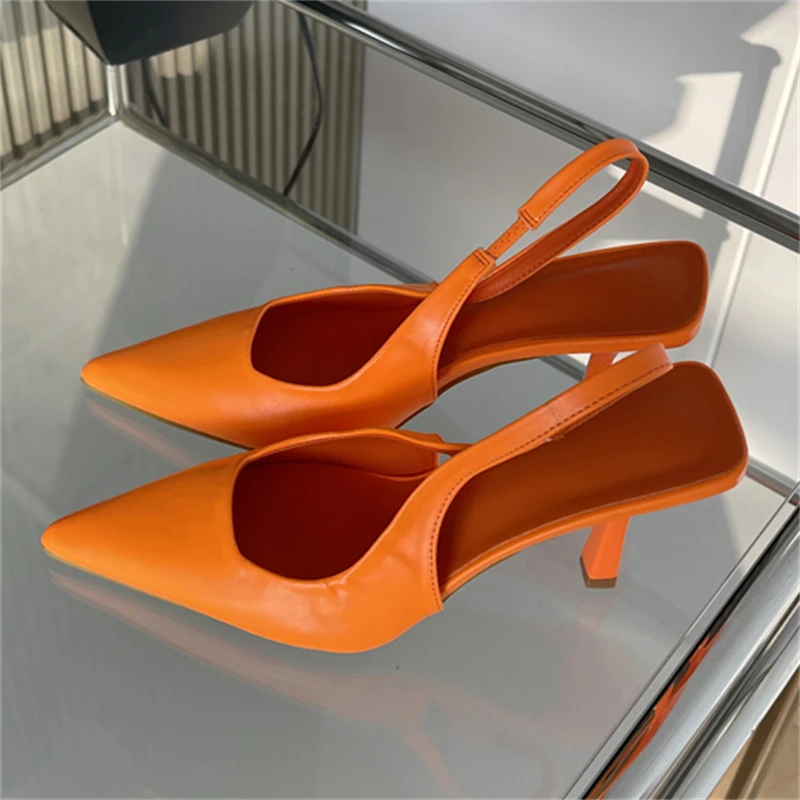 Eilyken 大きいサイズ 43 蛍光色の女性パンプスミュールシューズエレガントなスリングバックポインテッドトゥストリッパーウエディングサンダル