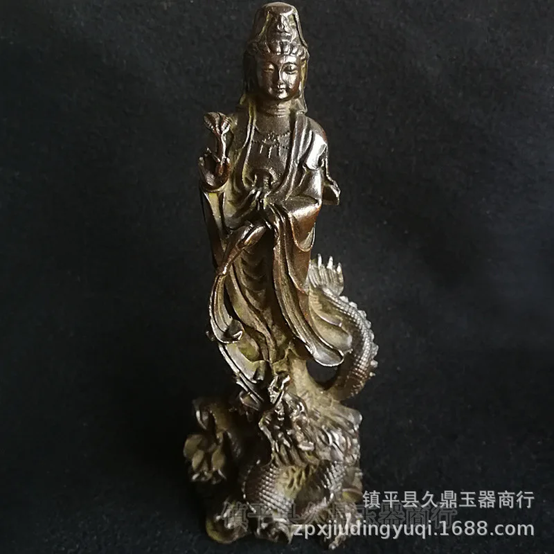 Artificial ornaments, antique copperware, brass Buddha statue, Dragon Head Guanyin, home and office decorations