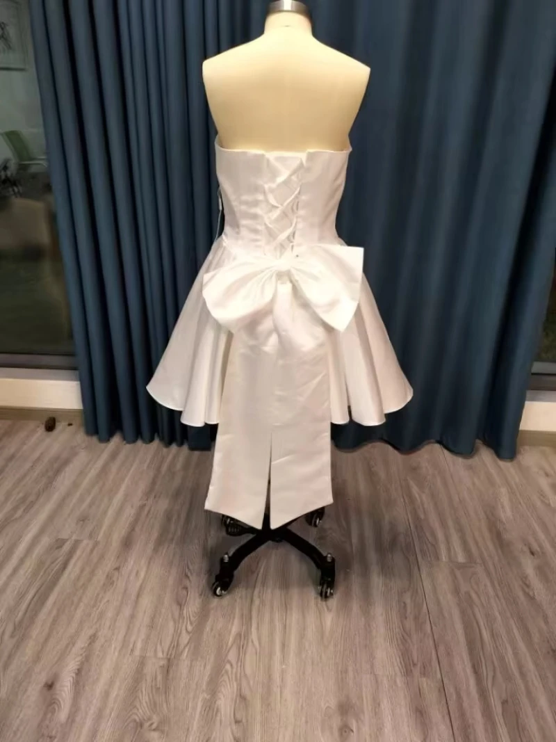 Bow Dress Detachable Bow Mini Dresses Back Bow Knot Tie Bridal Shower  Dresses Cute Wedding Guest Party Short Dress - AliExpress 320