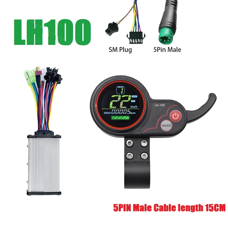 LH100 LCD Display Throttle Meter+36V 350W Sine Wave Controller for Electric Scooter/Ebike LCD Speedometer(5PIN)