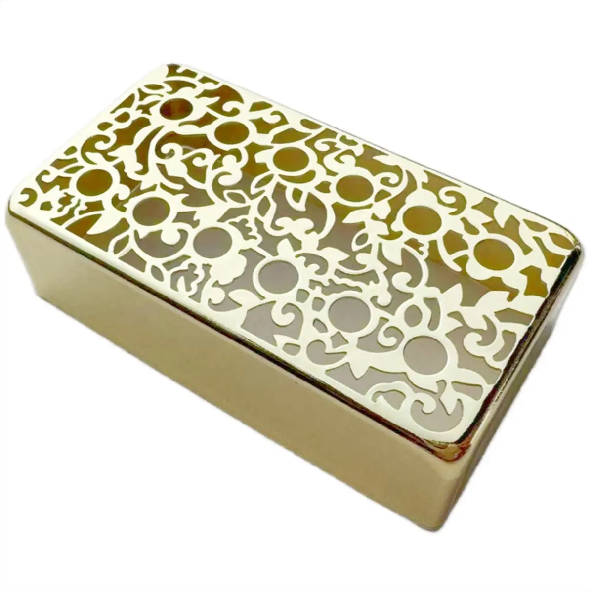 (ABYM) Pickup Cover Cupronickel 50mm and 52mm Pole Spacing Hollowed Out Pattern Pickups Frame Set for LP Guitar Gold