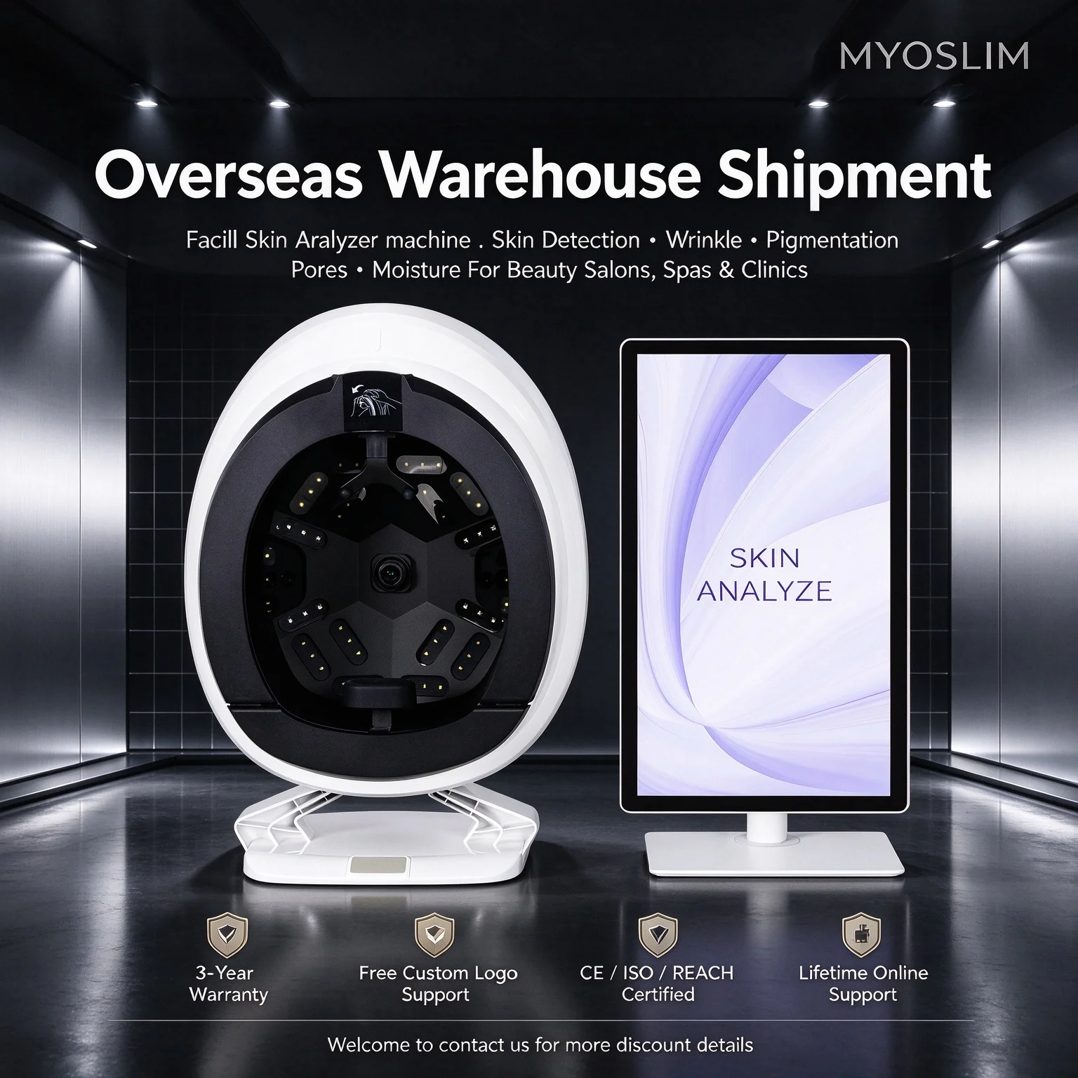 Q2 AI Skin Analyzer Magic Mirror 8 Spectrum Facial Skin Detector Beauty Salon Skin Tester Analysis Machine
