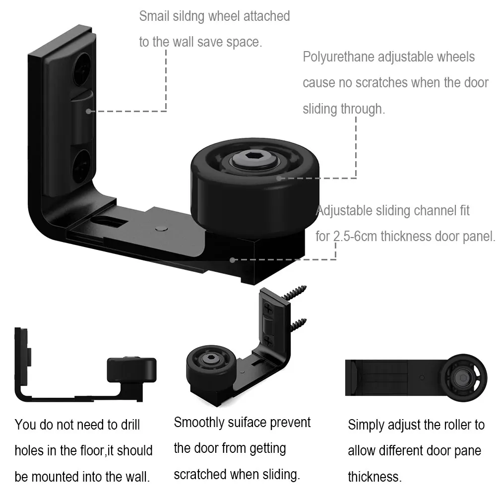Panduan lantai pintu gudang, panduan pintu gudang geser yang dapat disesuaikan, panduan pintu pasang dinding, gaya Upgrade, lebar dapat disesuaikan