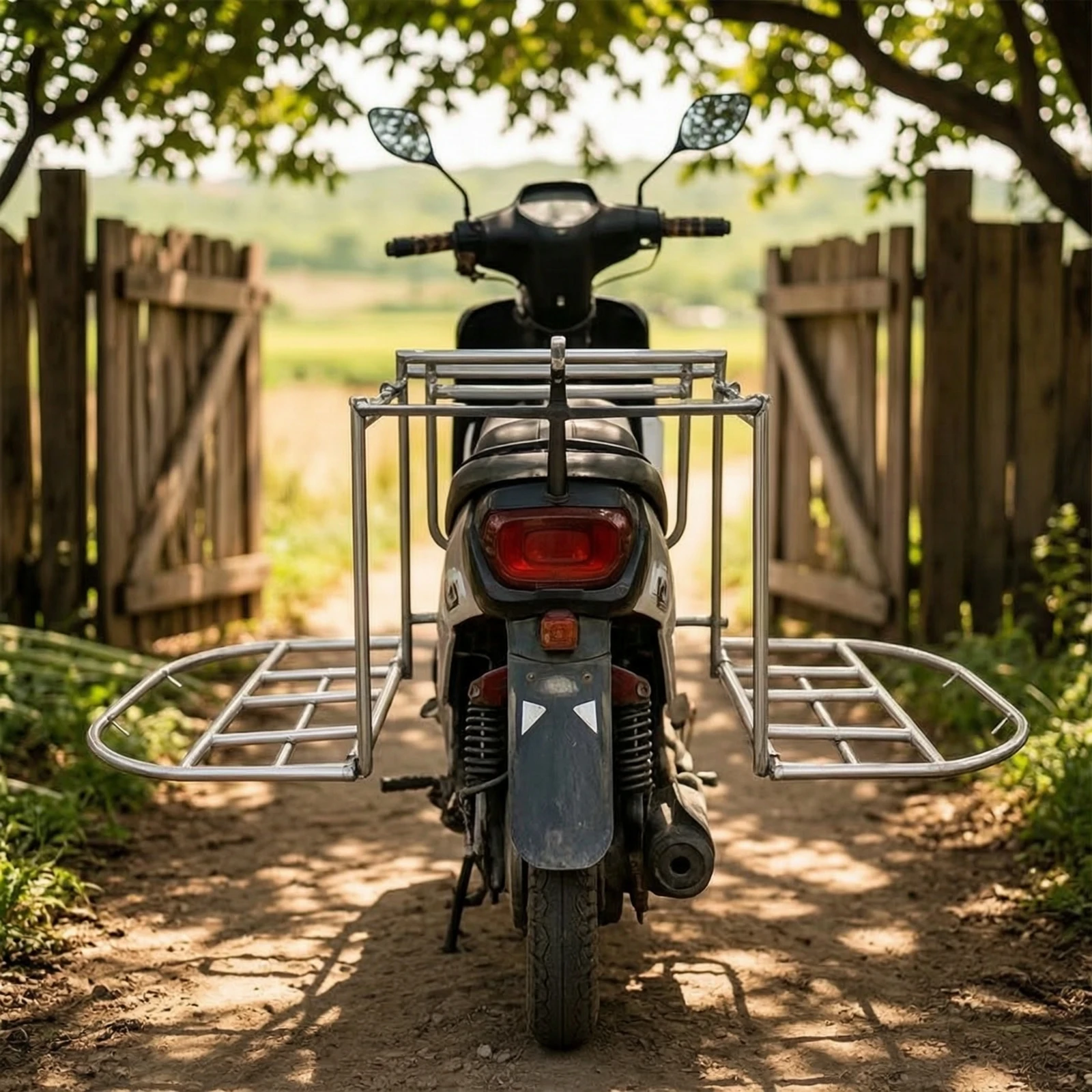 Motorcycle Rear Cargo Rack Adjustable Motorcycle Carrier with Side Platforms Rear Cargo Rack Extra Storage Heavy-Duty