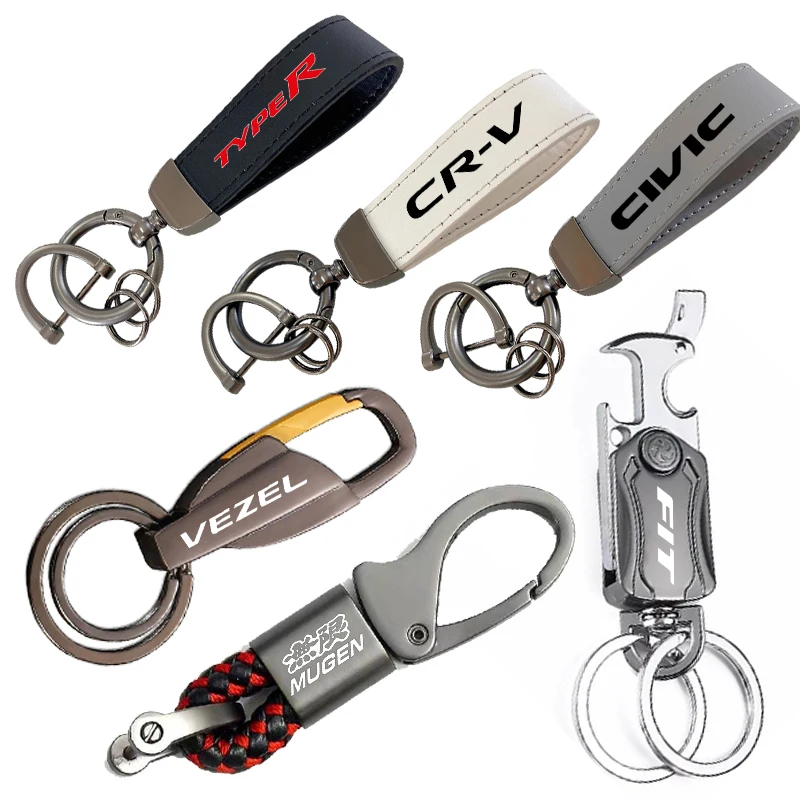 For HONDA  ACCORD city Vezel CRV FIT Vtec DOHC Pilot TYPE R Modulo Insight Vezel Favorit keychain leather keychain metal gift