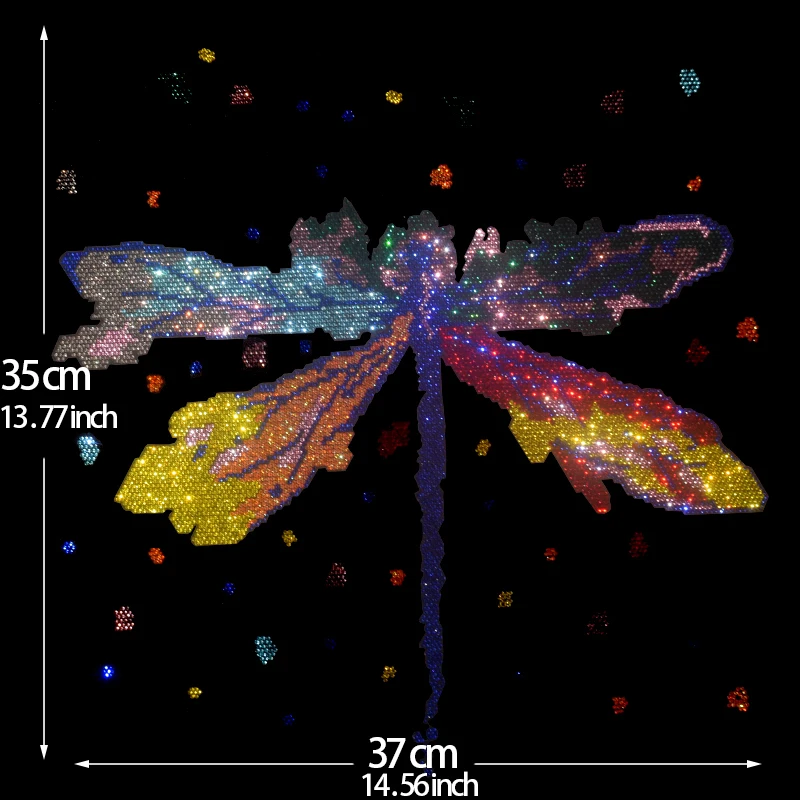 High-quality DIY rhinestone and colored dragonfly ironing on T-shirts, jeans and sweatshirts as clothing accessories
