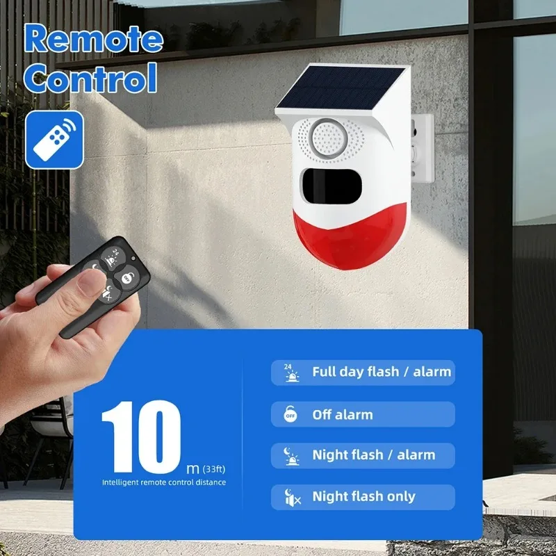 WiFi Outdoor Solar Infrared Alarm Wireless Siren Home Security Alarm System Waterproof Strobe Siren App Remote Control wallet