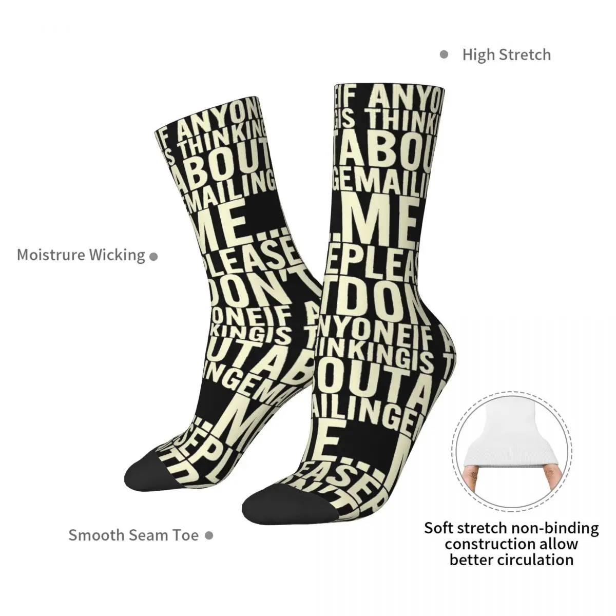 Please Don't Email Me Socks Harajuku Super Soft Stockings All Season Long Socks Accessories for Unisex Christmas Gifts