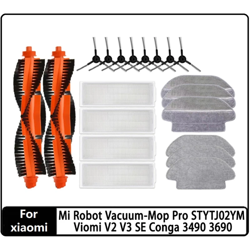 For Xiaomi Mi Robot Vacuum-Mop Pro STYTJ02YM 2S 3C/ Viomi V2 V3 SE/Conga 3490 3690 Main Side Brush Hepa Filter Mop Parts