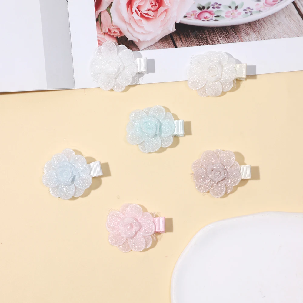 All-inclusive Children's Hairclips  Girl Cute Tulle Supple Flower Hairpin Solid Color Hair Accessories Littl Girl Hair Clips