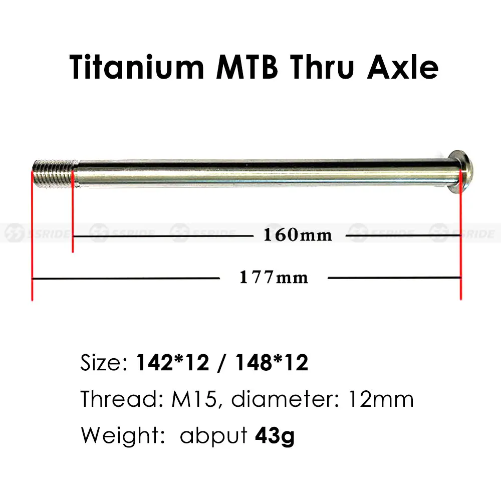 Titanium Alloy MTB Thru Axle, Bicycle Parts, Accessories for Mountain Bike, 142*12mm