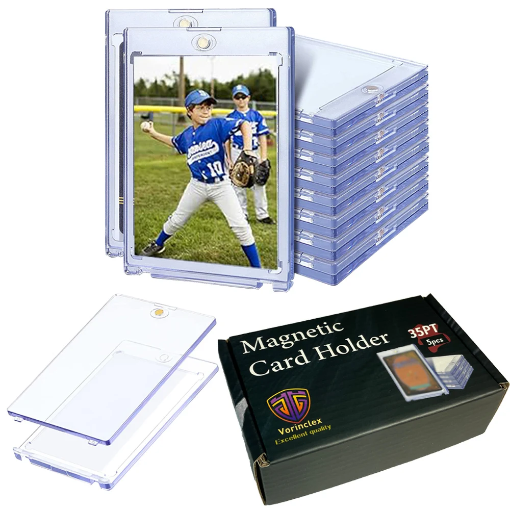 35PT Magnetic Card Holders for Trading Card, One Touch Trading Card Holder, Hard Card Case for Baseball/MTG/YGO Game Cards