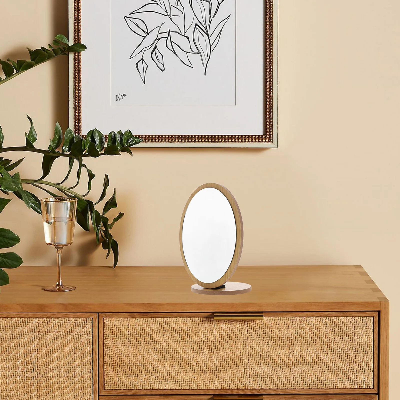 

1Pcs Desktop Makeup Mirror Foldable Beige Cartoon Mirror for Bedroom Bathroom Salon Use Fashion Stylish Desk Decor