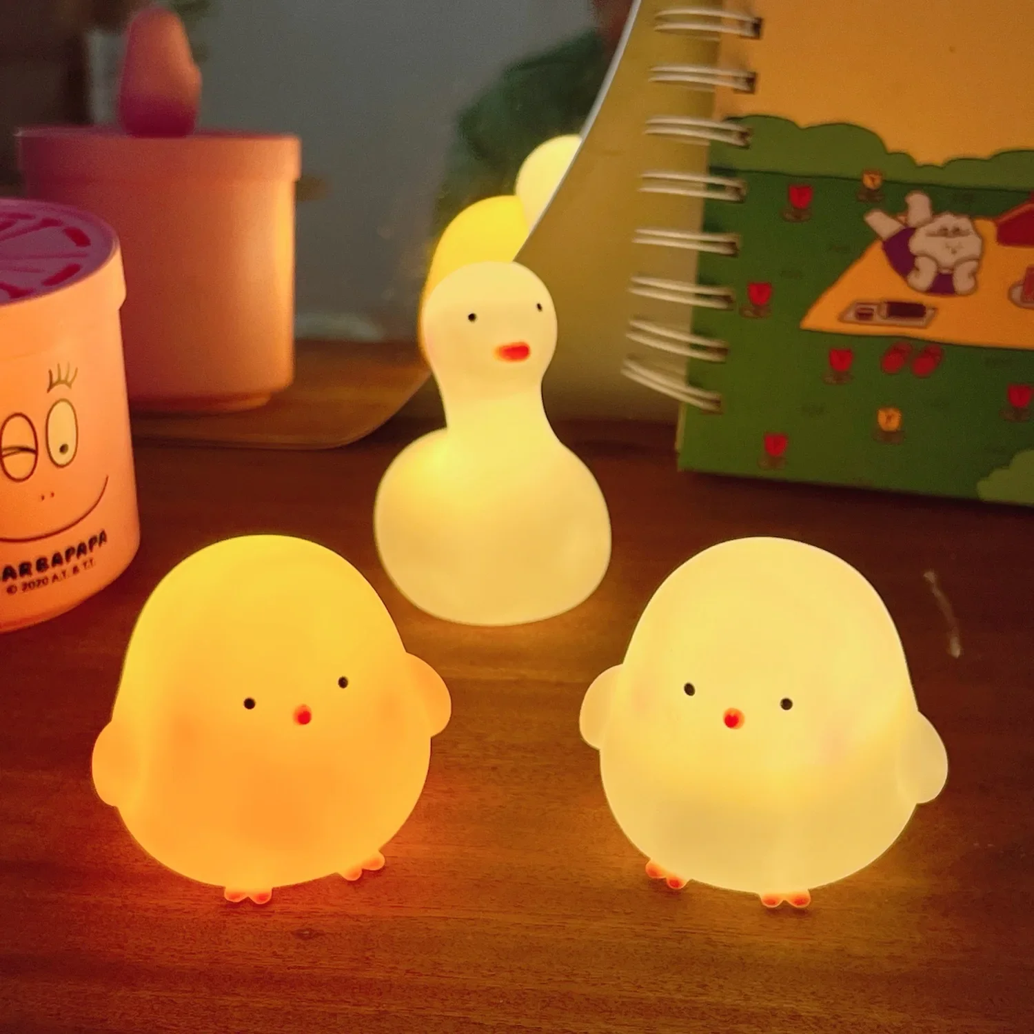 1/3/5 Uds lindo pollo iluminación suave pequeña luz nocturna lámpara de noche decoración dormitorio atmósfera luz niña niños regalo ﻿