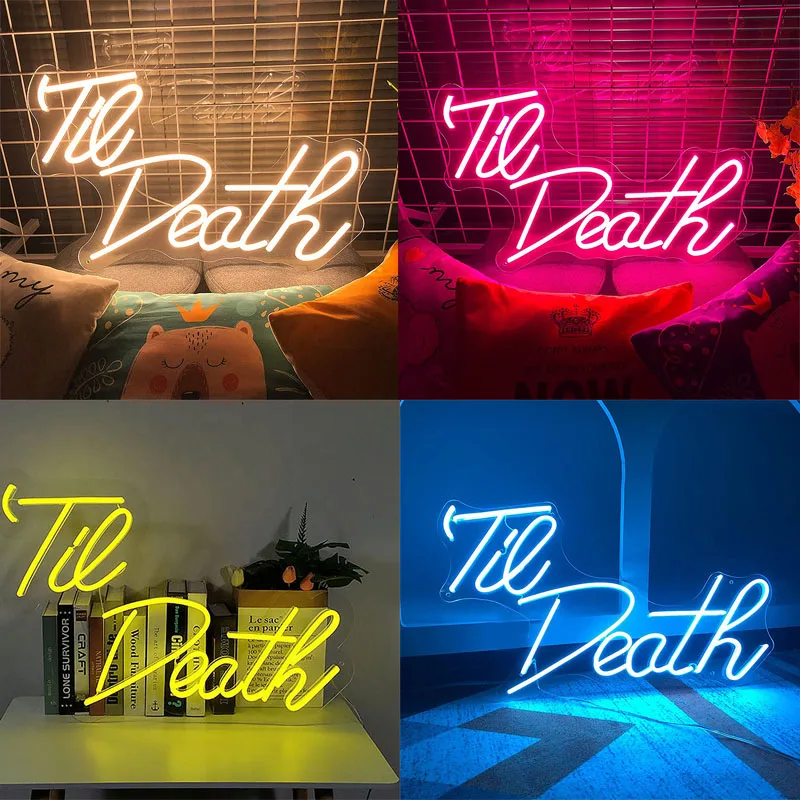 Til' Death Neon Sign, Pink Nice Looking Neon Light for Wedding, Engagement, Party, Cool Neon Sign for Girls Room, Wife 5 Colors