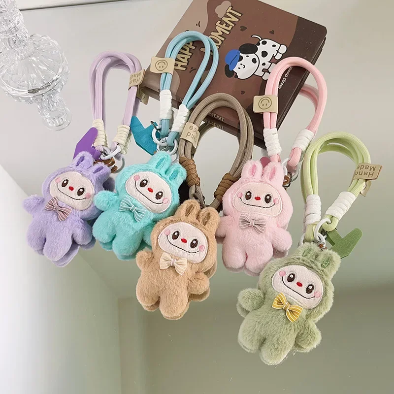 Labubu Animation Peripherals Cartoon Dolls Doll Pendants Kawaii Mobile Phone Chain Lanyard Braided Keychain Bag Accessories