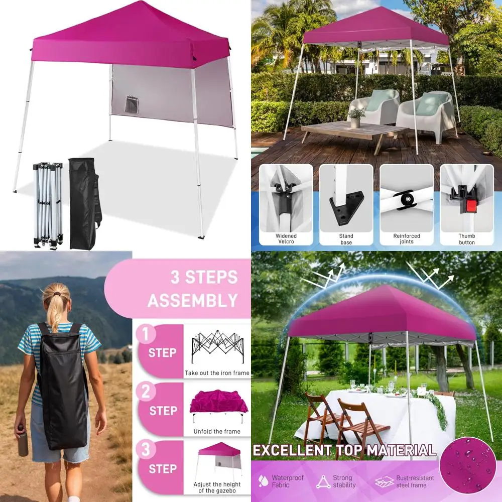 

Instant Pop Up Canopy Tent, 6x6 Waterproof UV Protection Commercial Gazebo, Slant Legs Design, Includes 1pc Side Panel