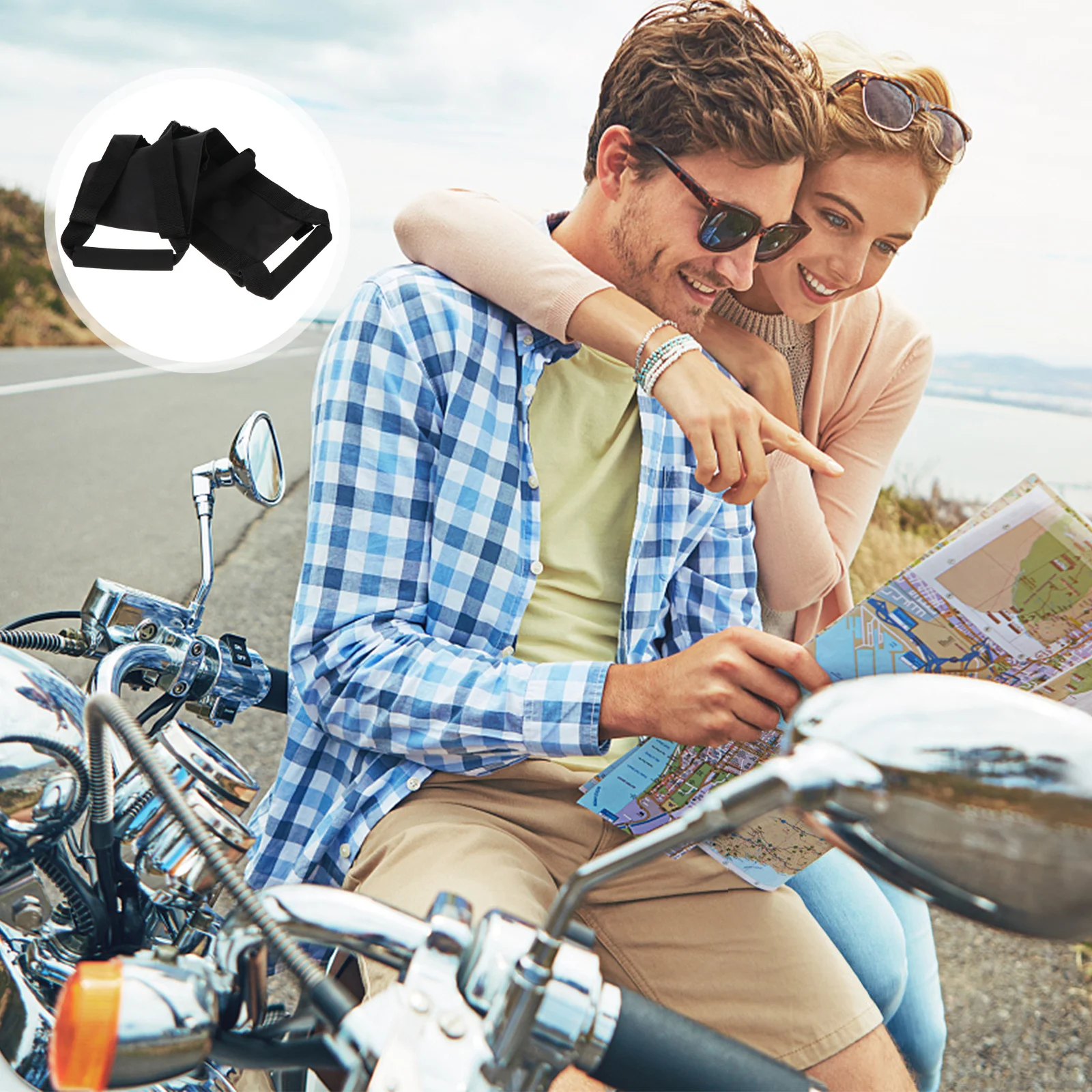 

Adult Motorcycle Waist Protective Belt with Handle Strong Oxford Fabric Adjustable Fit Riding Safety Strap Passenger Support