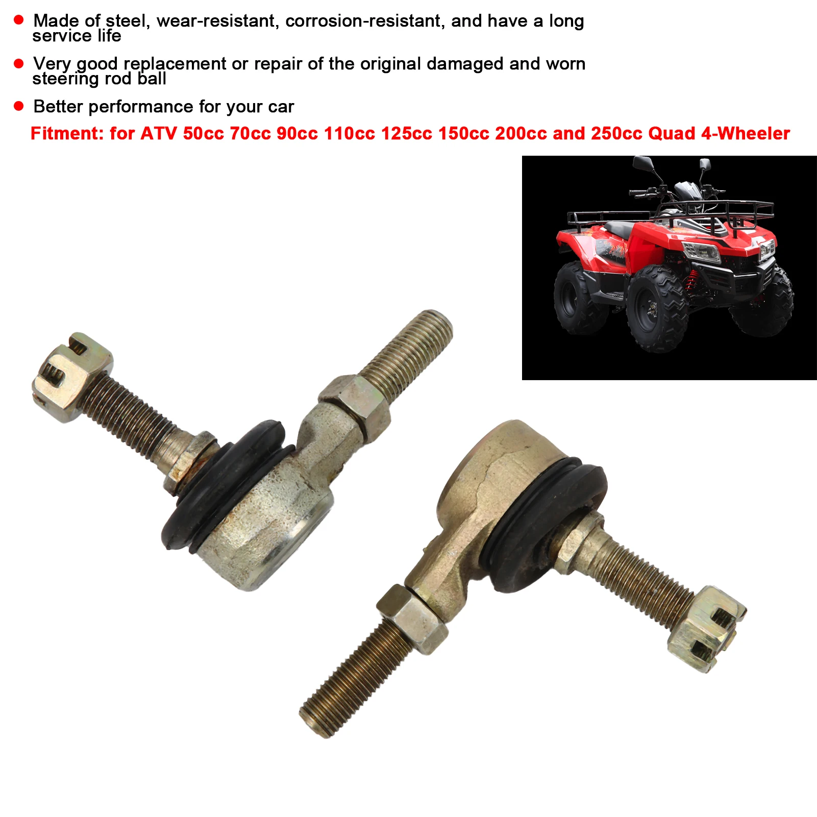 

Steering Rod Ball M10 Threaded for ATV 50cc-250cc Quad 4- Kart Accessories Car Accessories Steering Rod Ball for ATV