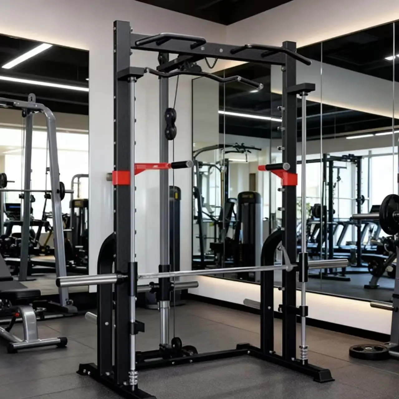2026 Commercial Functional Trainer Smith Machine Squat Rack with Legs & Arms Training Safety Features Steel Constructionpromote