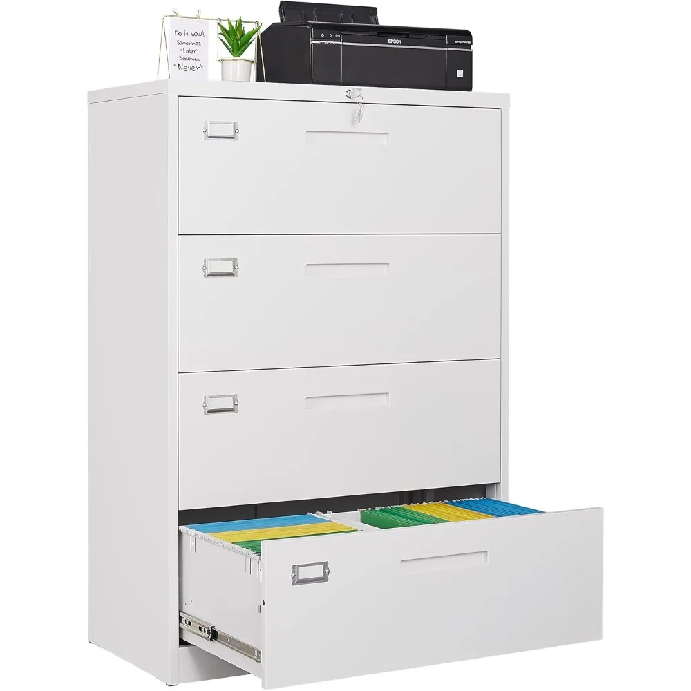 

File Cabinet 4 Drawer Filing Cabinet, Metal Lateral Filing Cabinet with Lock, Locking File Cabinet for Home Office Organization